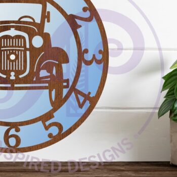 Intra απο ξύλο plywood 3mm-4mm πάχος – Vintage ρολόι τοίχου αυτοκινήτου με κομμένα αρχεία με λέιζερ Δίασταση  40x30 cm INTRAFABR-97758261 - Image 2