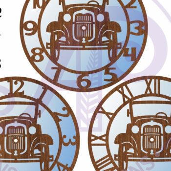 Intra απο ξύλο plywood 3mm-4mm πάχος – Vintage ρολόι τοίχου αυτοκινήτου με κομμένα αρχεία με λέιζερ Δίασταση  40x30 cm INTRAFABR-97758261 - Image 4