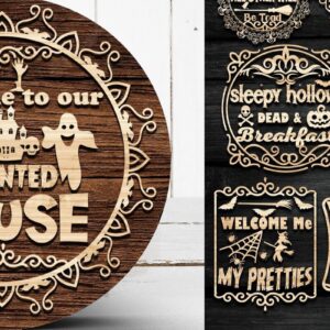 Intra απο ξύλο plywood 3mm-4mm πάχος – Πακέτο vintage Halloween Sign |V-03 Δίασταση  40x30 cm INTRAFABR-38123047