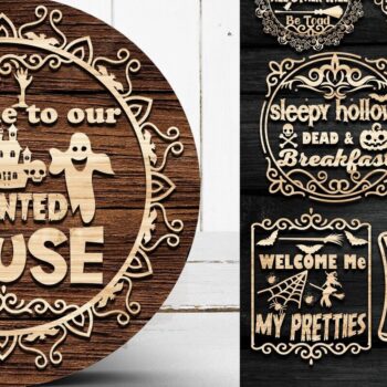 Intra απο ξύλο plywood 3mm-4mm πάχος – Πακέτο vintage Halloween Sign |V-03 Δίασταση  40x30 cm INTRAFABR-38123047 - Image 1