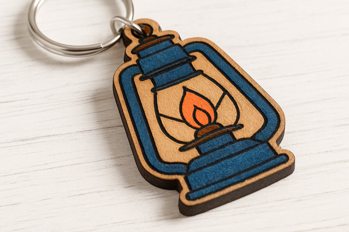 Intra απο ξύλο plywood 3mm-4mm πάχος – Vintage Μπρελόκ Φανάρι Δίασταση  5x5 cm INTRAFABR-120685154