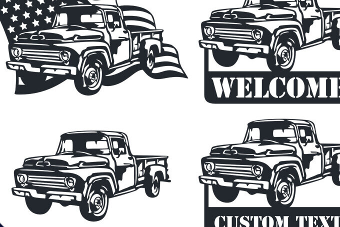 Intra απο ξύλο plywood 3mm-4mm πάχος – Vintage παλιά πινακίδα φορτηγού με δυνατότητα κοπής DXF Δίασταση  20x20 cm INTRAFABR-87827869