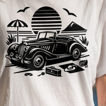 Intra απο ξύλο plywood 3mm-4mm πάχος – Vintage Summer Beach Classic Car-v8 Δίασταση  20x20 cm INTRAFABR-117452295 - Image 2