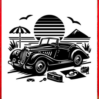 Intra απο ξύλο plywood 3mm-4mm πάχος – Vintage Summer Beach Classic Car-v8 Δίασταση  20x20 cm INTRAFABR-117452295 - Image 4