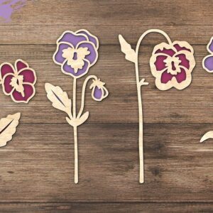 Intra απο ξύλο plywood 3mm-4mm πάχος – Αρχεία κομμένα με λέιζερ Violet Flower Δίασταση  20x20 cm INTRAFABR-97937964