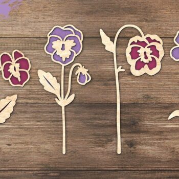 Intra απο ξύλο plywood 3mm-4mm πάχος – Αρχεία κομμένα με λέιζερ Violet Flower Δίασταση  20x20 cm INTRAFABR-97937964 - Image 1