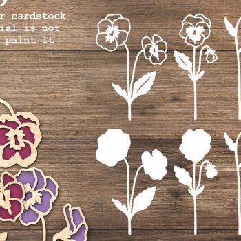 Intra απο ξύλο plywood 3mm-4mm πάχος – Αρχεία κομμένα με λέιζερ Violet Flower Δίασταση  20x20 cm INTRAFABR-97937964 - Image 2