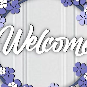 Intra απο ξύλο plywood 3mm-4mm πάχος – Στεφάνι καλωσορίσματος Violet Flower Δίασταση  20x20 cm INTRAFABR-67982155 - Image 1