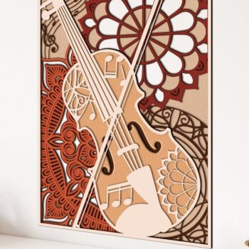 Intra απο ξύλο plywood 3mm-4mm πάχος – Πρότυπο κοπής με λέιζερ τρισδιάστατο βιολί Δίασταση  20x20 cm INTRAFABR-31283580 - Image 2