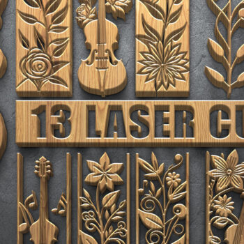 Intra απο ξύλο plywood 3mm-4mm πάχος – Πακέτο για βιολί & Floral Laser Δίασταση  20x20 cm INTRAFABR-121986270 - Image 1
