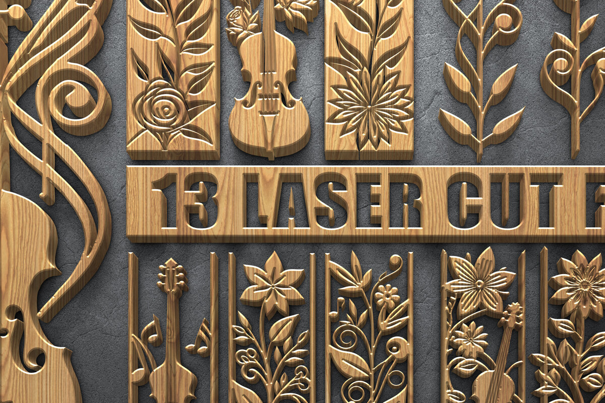 Intra απο ξύλο plywood 3mm-4mm πάχος – Πακέτο για βιολί &amp; Floral Laser Δίασταση  20x20 cm INTRAFABR-121986270