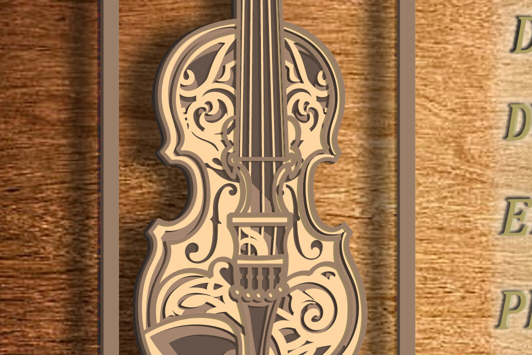 Intra απο ξύλο plywood 3mm-4mm πάχος – Πρότυπο με στρώσεις κοπής λέιζερ ΒΙΟΛΙΟΥ 3D Δίασταση  20x20 cm INTRAFABR-76097044