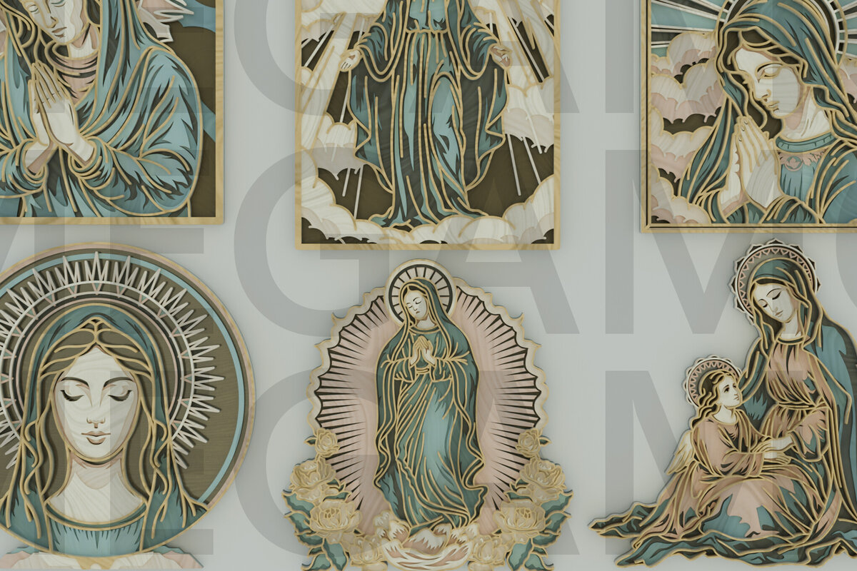 Intra απο ξύλο plywood 3mm-4mm πάχος – Virgin Mary Bundle Δίασταση  20x20 cm INTRAFABR-123433249