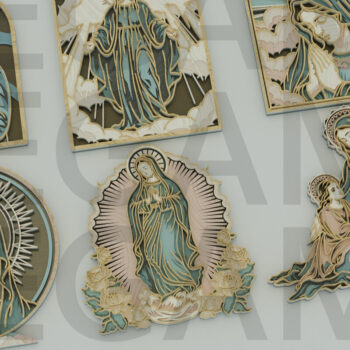 Intra απο ξύλο plywood 3mm-4mm πάχος – Virgin Mary Bundle Δίασταση  20x20 cm INTRAFABR-123433249 - Image 3
