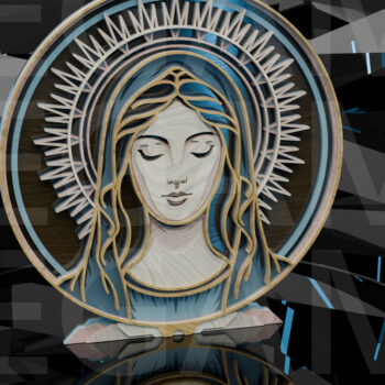 Intra απο ξύλο plywood 3mm-4mm πάχος – Virgin Mary Portrait Layered Δίασταση  20x20 cm INTRAFABR-123433182 - Image 1