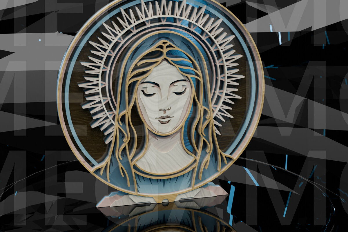 Intra απο ξύλο plywood 3mm-4mm πάχος – Virgin Mary Portrait Layered Δίασταση  20x20 cm INTRAFABR-123433182