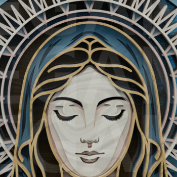 Intra απο ξύλο plywood 3mm-4mm πάχος – Virgin Mary Portrait Layered Δίασταση  20x20 cm INTRAFABR-123433182 - Image 3