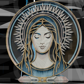 Intra απο ξύλο plywood 3mm-4mm πάχος – Virgin Mary Portrait Layered Δίασταση  20x20 cm INTRAFABR-123433182 - Image 5