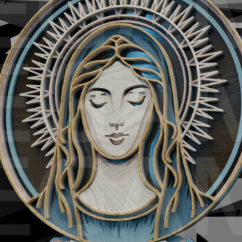 Intra απο ξύλο plywood 3mm-4mm πάχος – Virgin Mary Portrait Layered Δίασταση  20x20 cm INTRAFABR-123433182 - Image 7