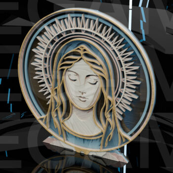 Intra απο ξύλο plywood 3mm-4mm πάχος – Virgin Mary Portrait Layered Δίασταση  20x20 cm INTRAFABR-123433182 - Image 8