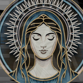 Intra απο ξύλο plywood 3mm-4mm πάχος – Virgin Mary Portrait Layered Δίασταση  20x20 cm INTRAFABR-123433182 - Image 9