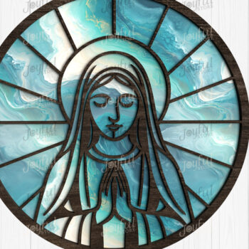 Intra απο ξύλο plywood 3mm-4mm πάχος – Virgin Mary Suncatcher Δίασταση  20x20 cm INTRAFABR-124517607 - Image 1