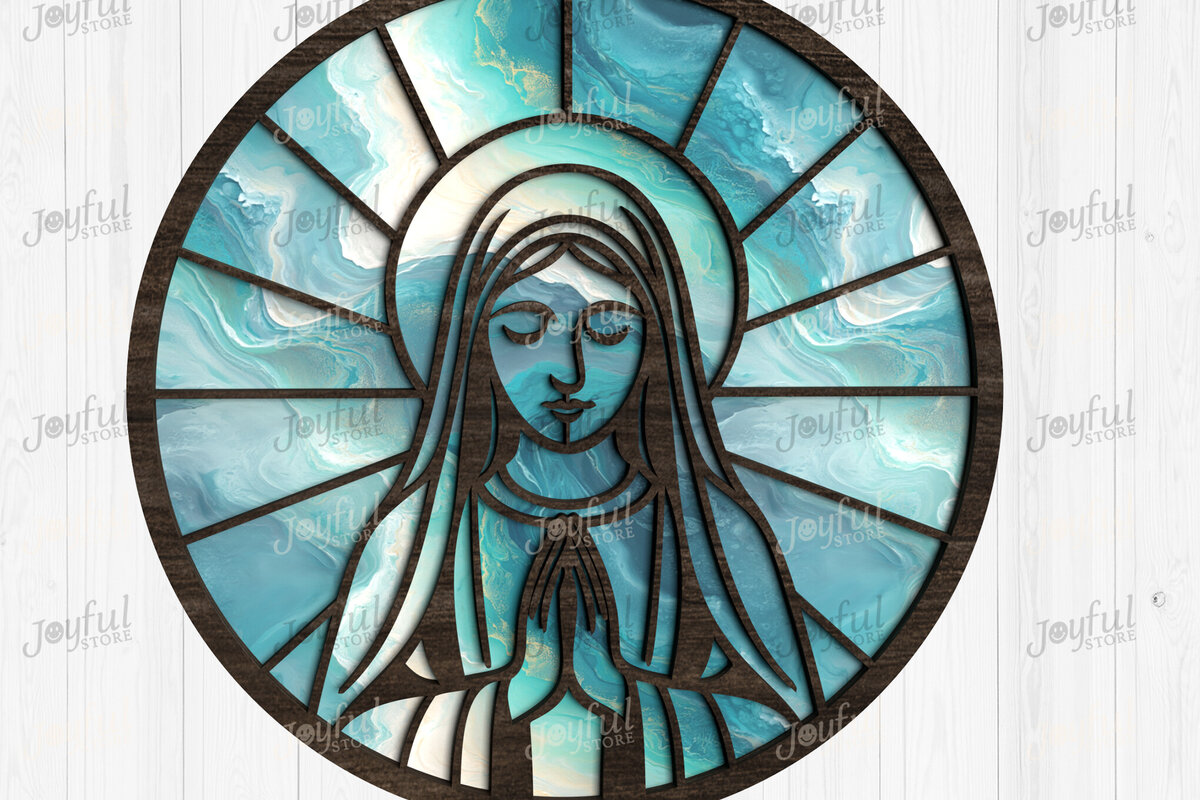 Intra απο ξύλο plywood 3mm-4mm πάχος – Virgin Mary Suncatcher Δίασταση  20x20 cm INTRAFABR-124517607