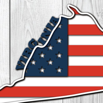 Intra απο ξύλο plywood 3mm-4mm πάχος – Βιρτζίνια ΗΠΑ τρισδιάστατη σημαία Δίασταση  20x20 cm INTRAFABR-65275318 - Image 1