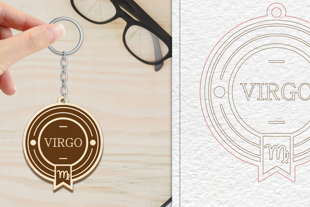 Intra απο ξύλο plywood 3mm-4mm πάχος – Κοπή Laser Μπρελόκ Virgo | Ζώδιο Δίασταση  5x5 cm INTRAFABR-102216691