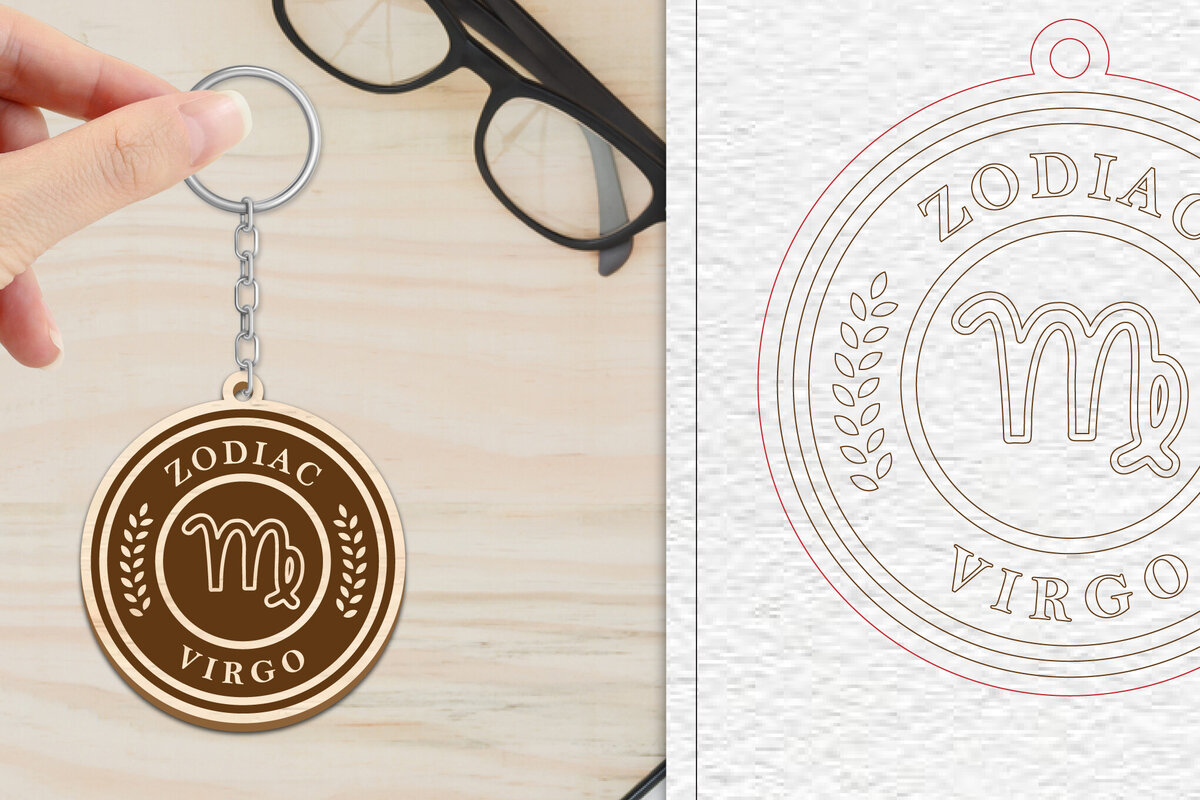 Intra απο ξύλο plywood 3mm-4mm πάχος – Κοπή Laser Μπρελόκ Virgo | Ζώδιο Δίασταση  5x5 cm INTRAFABR-102217455