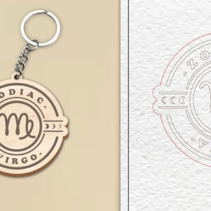 Intra απο ξύλο plywood 3mm-4mm πάχος – Κοπή Laser Μπρελόκ Virgo | Ζώδιο Δίασταση  5x5 cm INTRAFABR-99926776