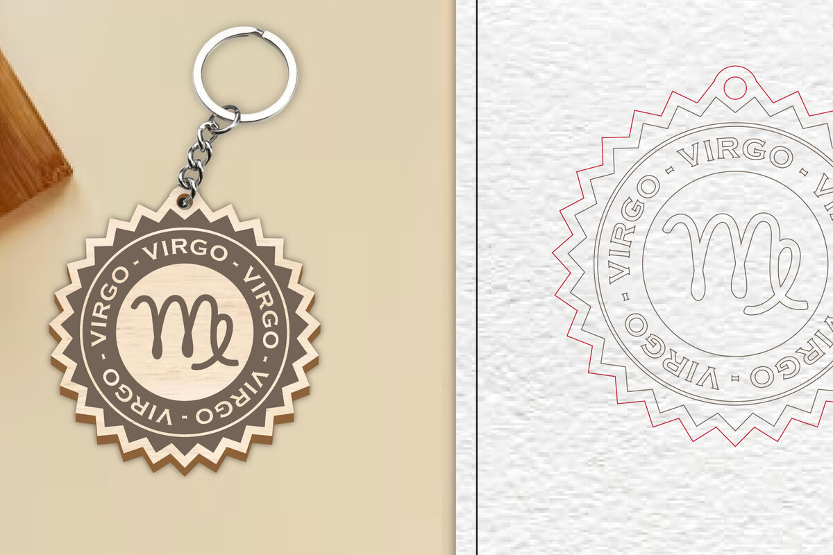 Intra απο ξύλο plywood 3mm-4mm πάχος – Κοπή Laser Μπρελόκ Virgo | Ζώδιο Δίασταση  5x5 cm INTRAFABR-99985680