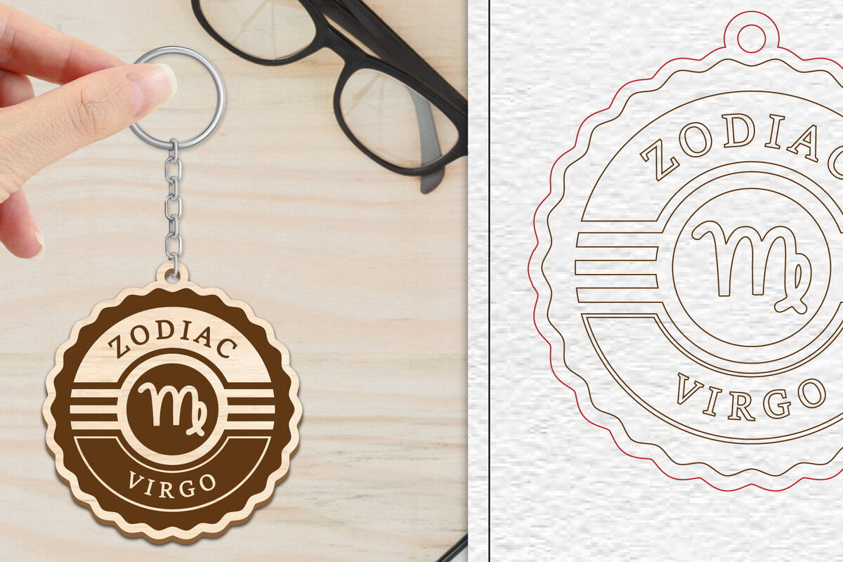 Intra απο ξύλο plywood 3mm-4mm πάχος – Κοπή Laser Μπρελόκ Virgo | Zodiac Δίασταση  5x5 cm INTRAFABR-102290414