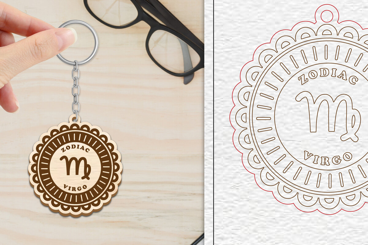 Intra απο ξύλο plywood 3mm-4mm πάχος – Κοπή Laser Μπρελόκ Virgo | Zodiac Δίασταση  5x5 cm INTRAFABR-102289222