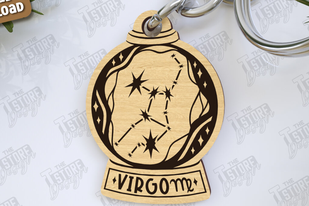 Intra απο ξύλο plywood 3mm-4mm πάχος – Μπρελόκ Virgo Zodiac| Ζωδιακός κύκλος Δίασταση  5x5 cm INTRAFABR-123373664