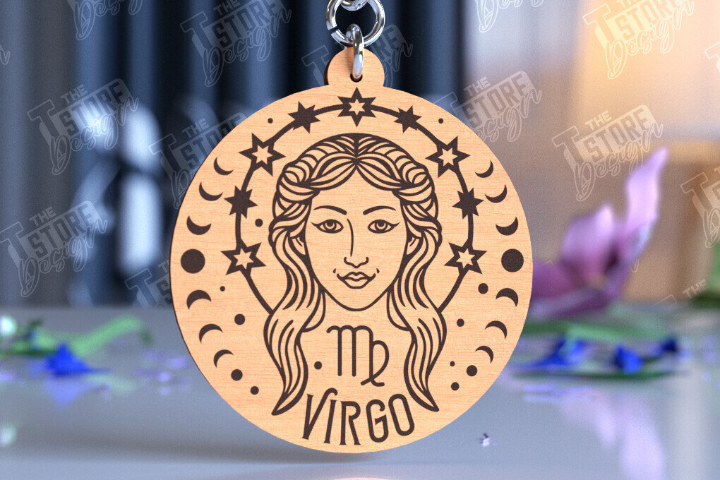 Intra απο ξύλο plywood 3mm-4mm πάχος – Μπρελόκ Virgo | Ζώδιο | Αρχείο CNC Δίασταση  5x5 cm INTRAFABR-98273093