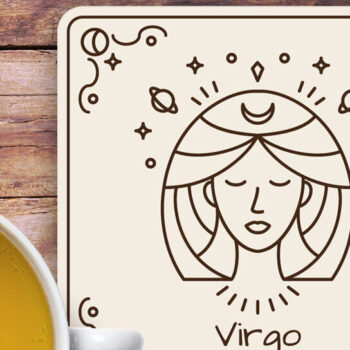 Intra απο ξύλο plywood 3mm-4mm πάχος – Virgo Zodiac Coasters Χαρακτική με λέιζερ Δίασταση  20x20 cm INTRAFABR-122549934 - Image 1