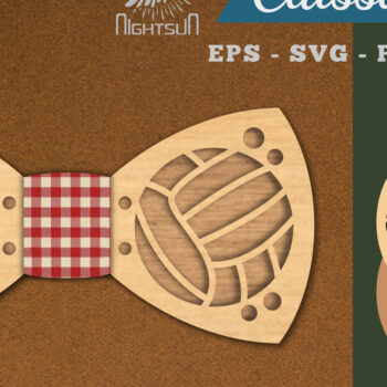 Intra απο ξύλο plywood 3mm-4mm πάχος – Παπιγιόν με λέιζερ βόλεϊ Δίασταση  20x20 cm INTRAFABR-112552943 - Image 1