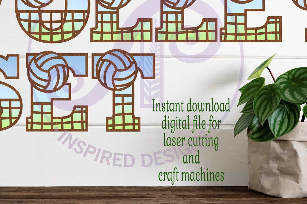 Intra απο ξύλο plywood 3mm-4mm πάχος – Δίχτυ βόλεϊ και αλφάβητο γραμμάτων μπάλας Δίασταση 20x20 cm INTRAFABR-90283997