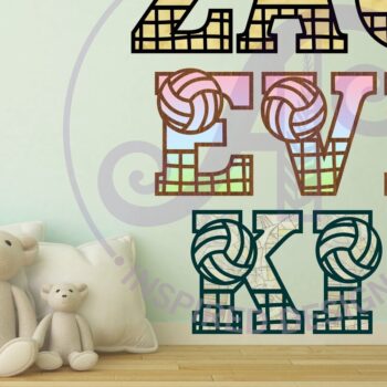 Intra απο ξύλο plywood 3mm-4mm πάχος – Δίχτυ βόλεϊ και αλφάβητο γραμμάτων μπάλας Δίασταση  20x20 cm INTRAFABR-90283997 - Image 2