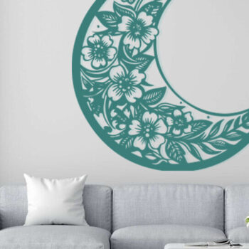 Intra απο ξύλο plywood 3mm-4mm πάχος – Wall Art Floral Moon Design 02 Δίασταση  40x30 cm INTRAFABR-113124513 - Image 2