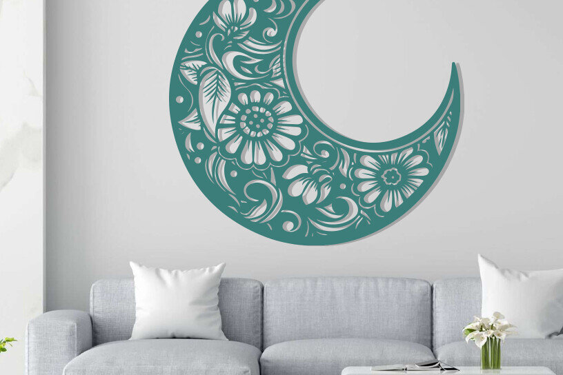 Intra απο ξύλο plywood 3mm-4mm πάχος – Wall Art Floral Moon  κοπής με λέιζερ Δίασταση  40x30 cm INTRAFABR-113125269
