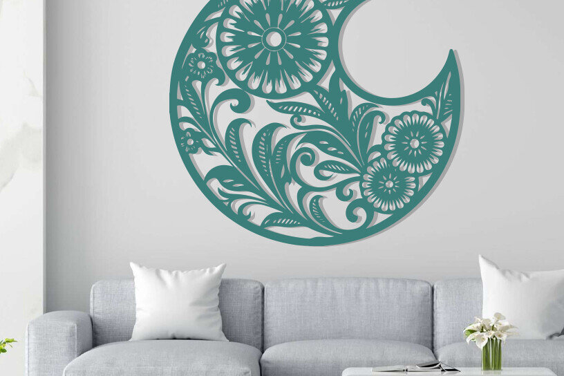 Intra απο ξύλο plywood 3mm-4mm πάχος – Wall Art Floral Moon  κοπής με λέιζερ Δίασταση  40x30 cm INTRAFABR-113125337