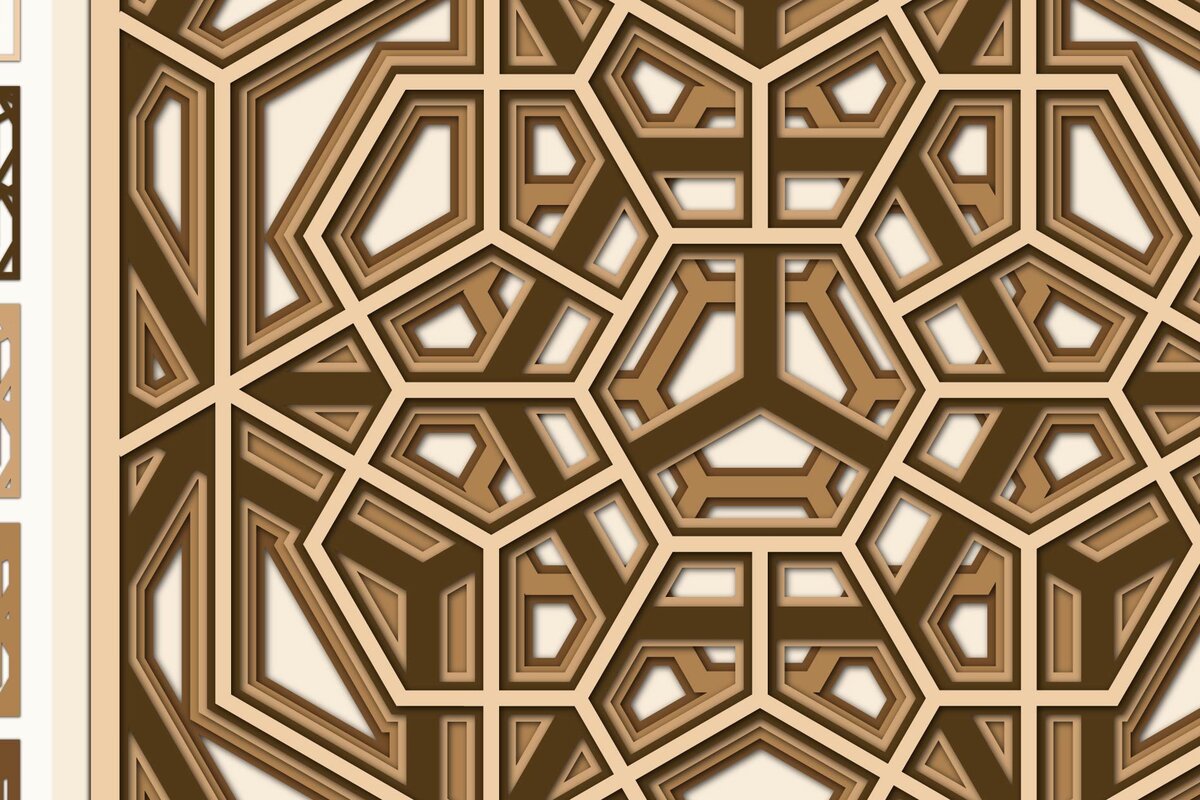 Intra απο ξύλο plywood 3mm-4mm πάχος – Wall Art Grille, Wall Art 3D, Hexagon Δίασταση  40x30 cm INTRAFABR-16792487