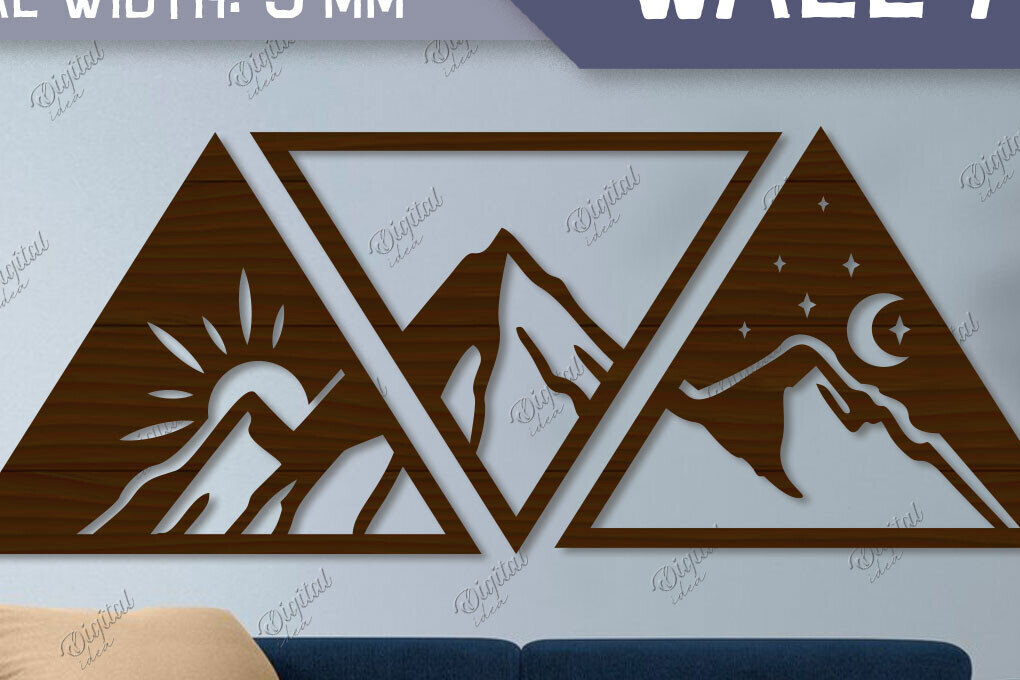 Intra απο ξύλο plywood 3mm-4mm πάχος – Κοπή με λέιζερ τοίχου. Mountains Δίασταση  40x30 cm INTRAFABR-85703089