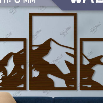 Intra απο ξύλο plywood 3mm-4mm πάχος – Κοπή με λέιζερ τοίχου. Mountains Δίασταση  40x30 cm INTRAFABR-85702878 - Image 1