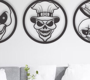Intra απο ξύλο plywood 3mm-4mm πάχος – Wall Art Set Skull Head Σετ Δίασταση  40x30 cm INTRAFABR-75171028