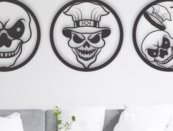 Intra απο ξύλο plywood 3mm-4mm πάχος – Wall Art Set Skull Head Σετ Δίασταση  40x30 cm INTRAFABR-75171028 - Image 1