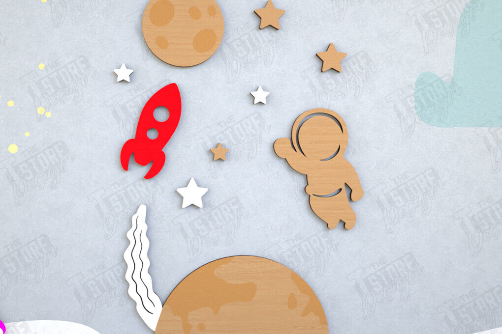 Intra απο ξύλο plywood 3mm-4mm πάχος – Διακόσμηση τοίχου βρεφικού δωματίου  κοπής με λέιζερ Δίασταση  40x30 cm INTRAFABR-114668549