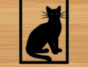 Intra απο ξύλο plywood 3mm-4mm πάχος – Τοίχο Cat File Decor Wall Art Δίασταση  40x30 cm INTRAFABR-69337140 - Image 1